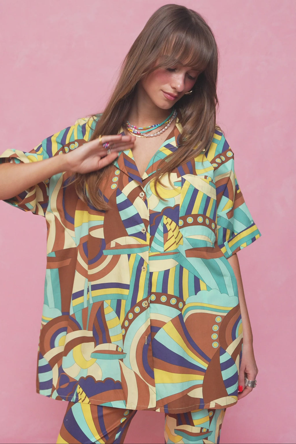 karavan clothing fashion spring summer 26 nai collection janna shirt brown abstract boat