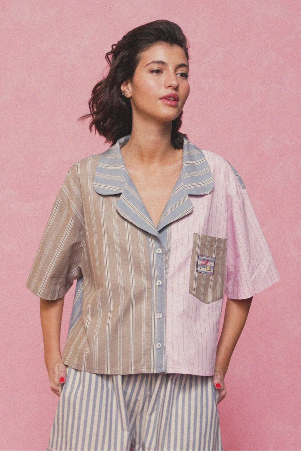 karavan clothing fashion planet homeware spring summer 26 nai collection shirt pink brown stripes