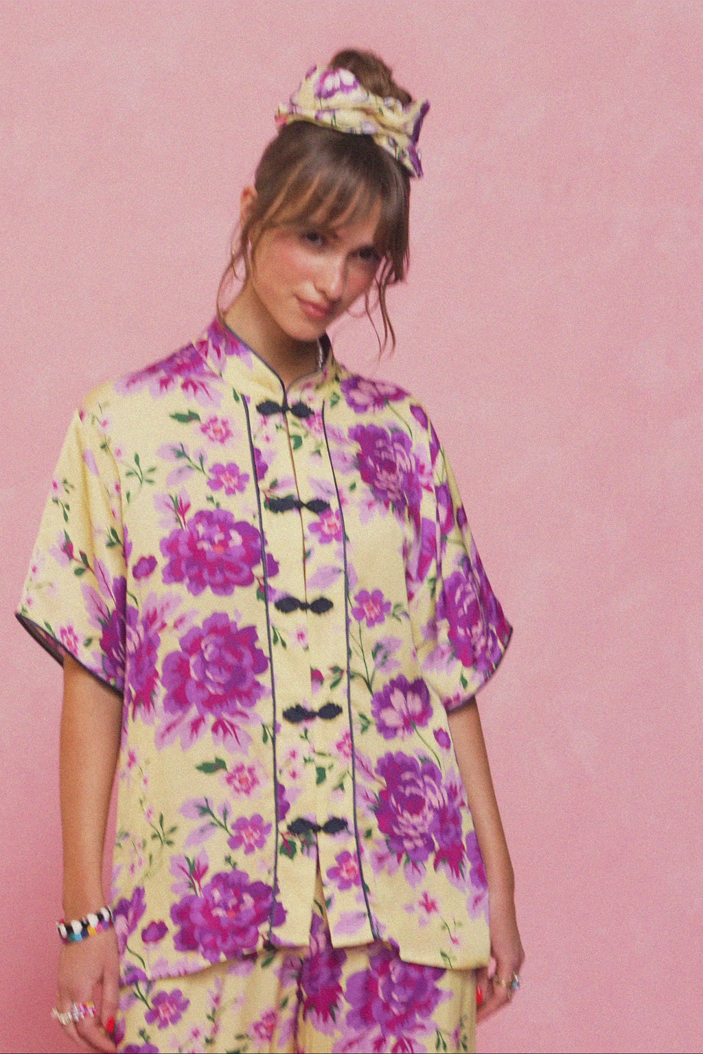 karavan clothing fashion spring summer 26 nai collection sydney shirt lemon floral purple