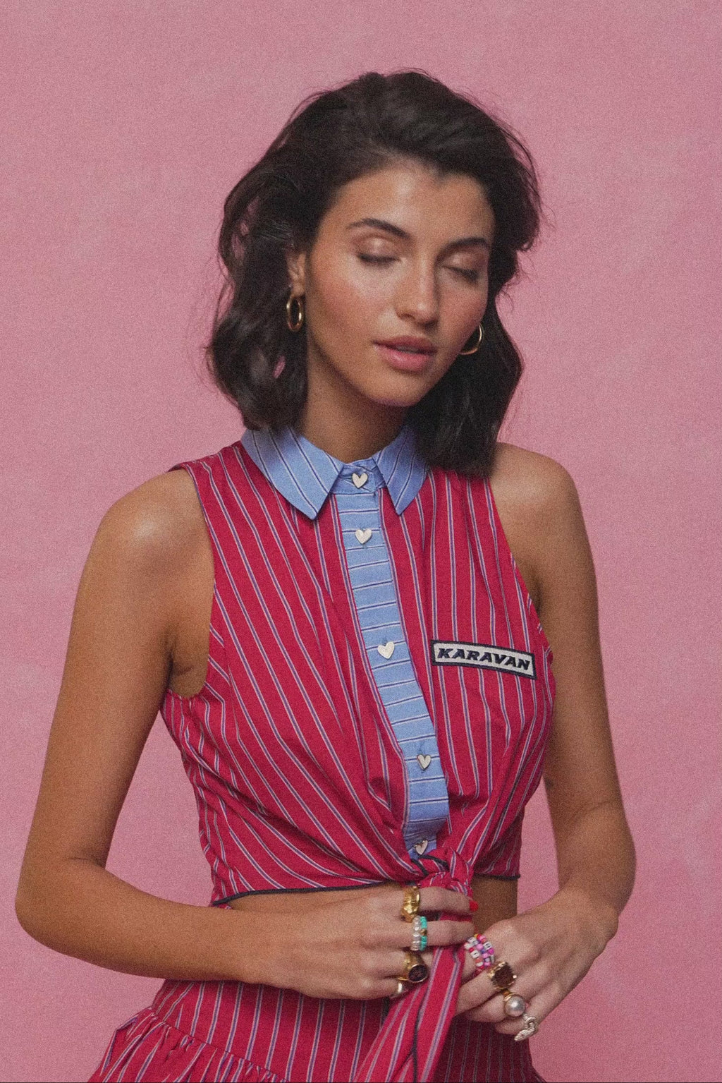 karavan clothing fashion spring summer 26 nai collection valerie cropped shirt red stripes