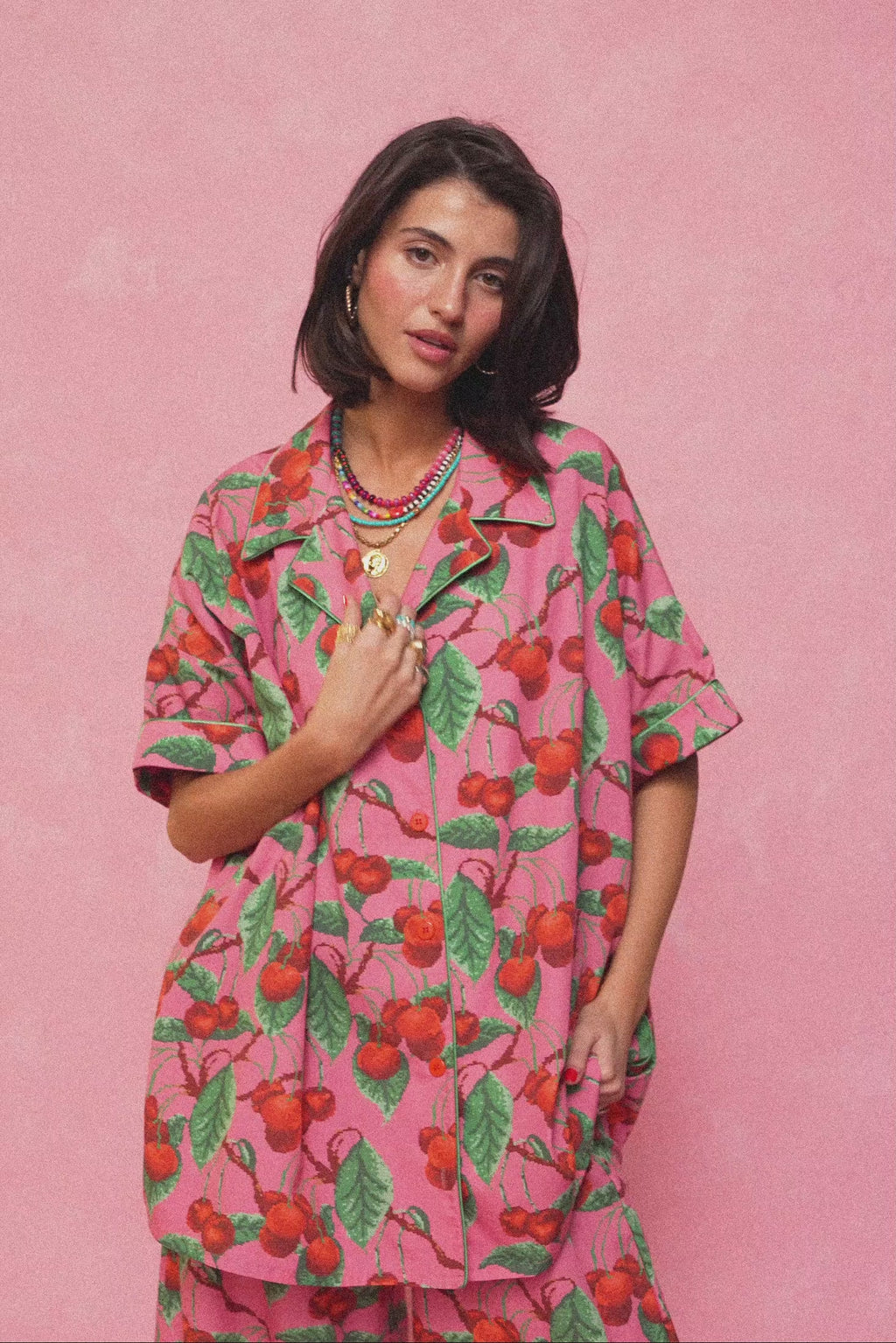 karavan clothing fashion spring summer 26 nai collection janna shirt cherries pink