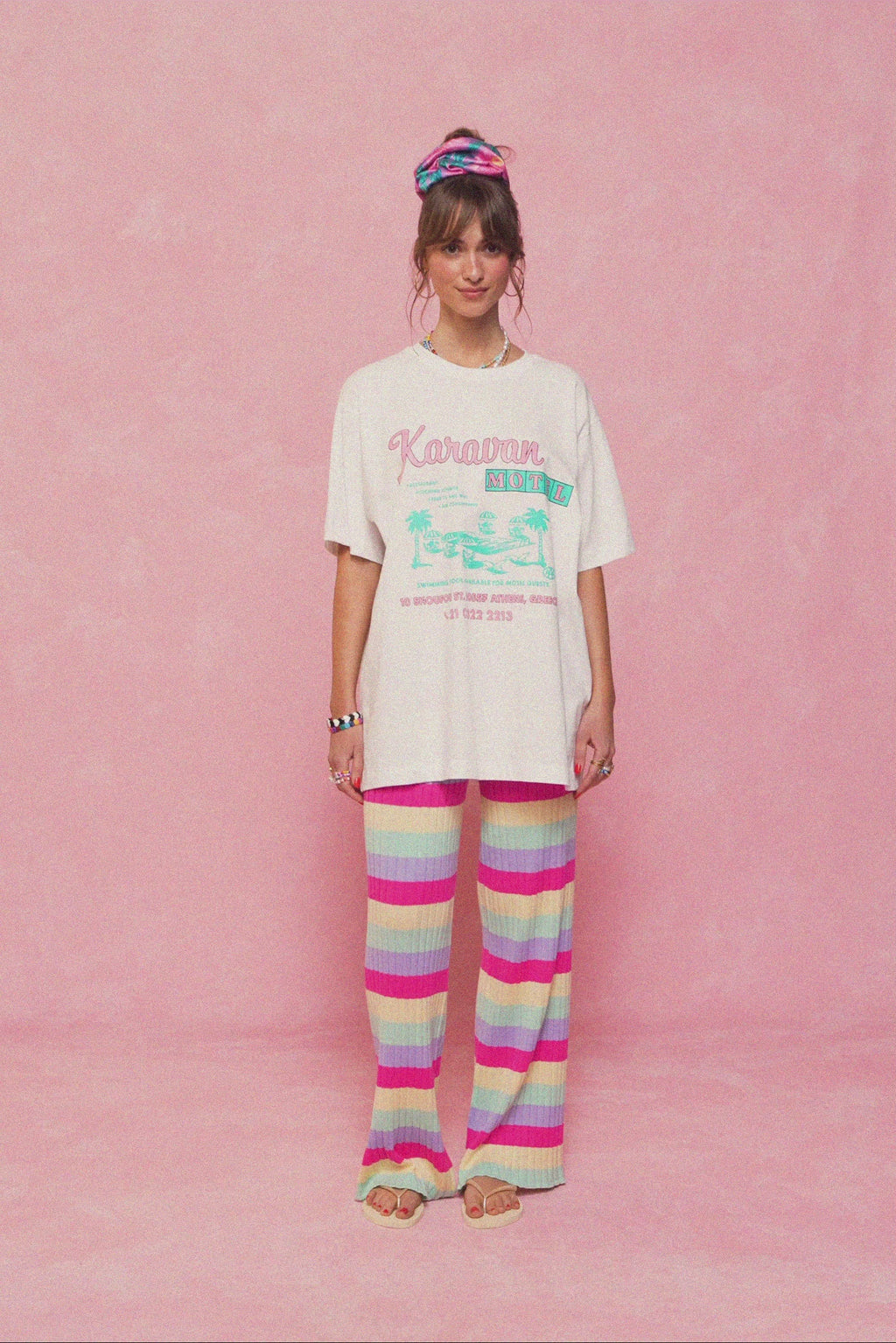 karavan clothing fashion spring summer 26 nai collection millie knitted trousers purpe pink vanille stripes