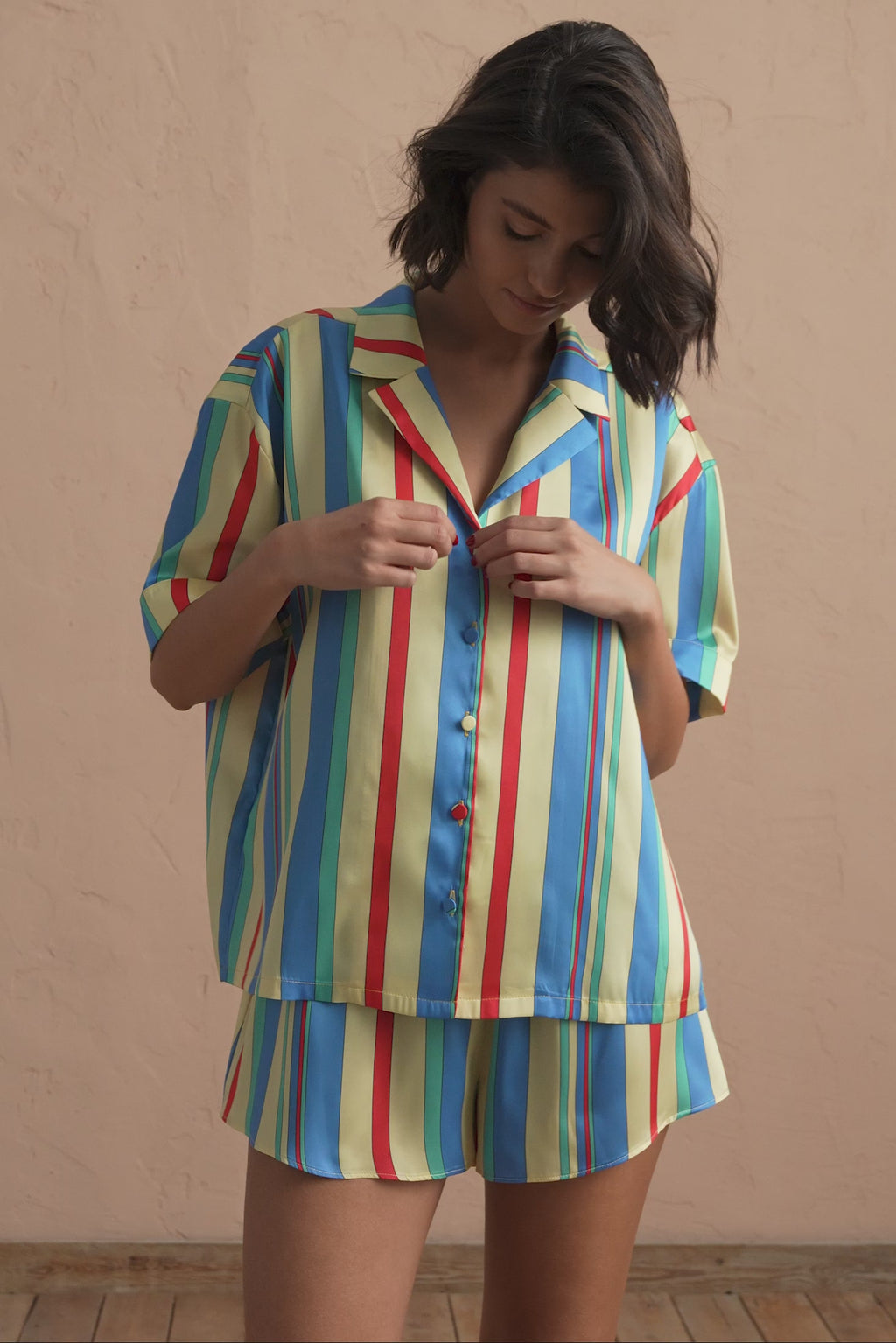 karavan clothing fashion spring summer 25 planet karavan pyjamas satin shirt striped