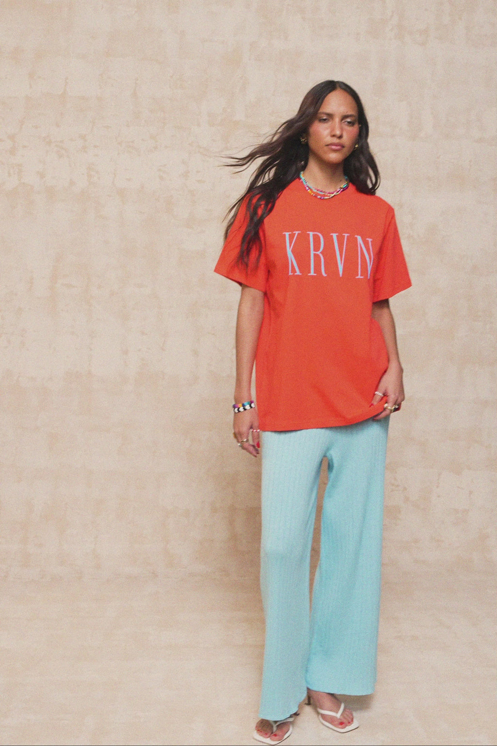 karavan clothing fashion spring summer 26 krvn nai collection alejandra knitted trousers ciel