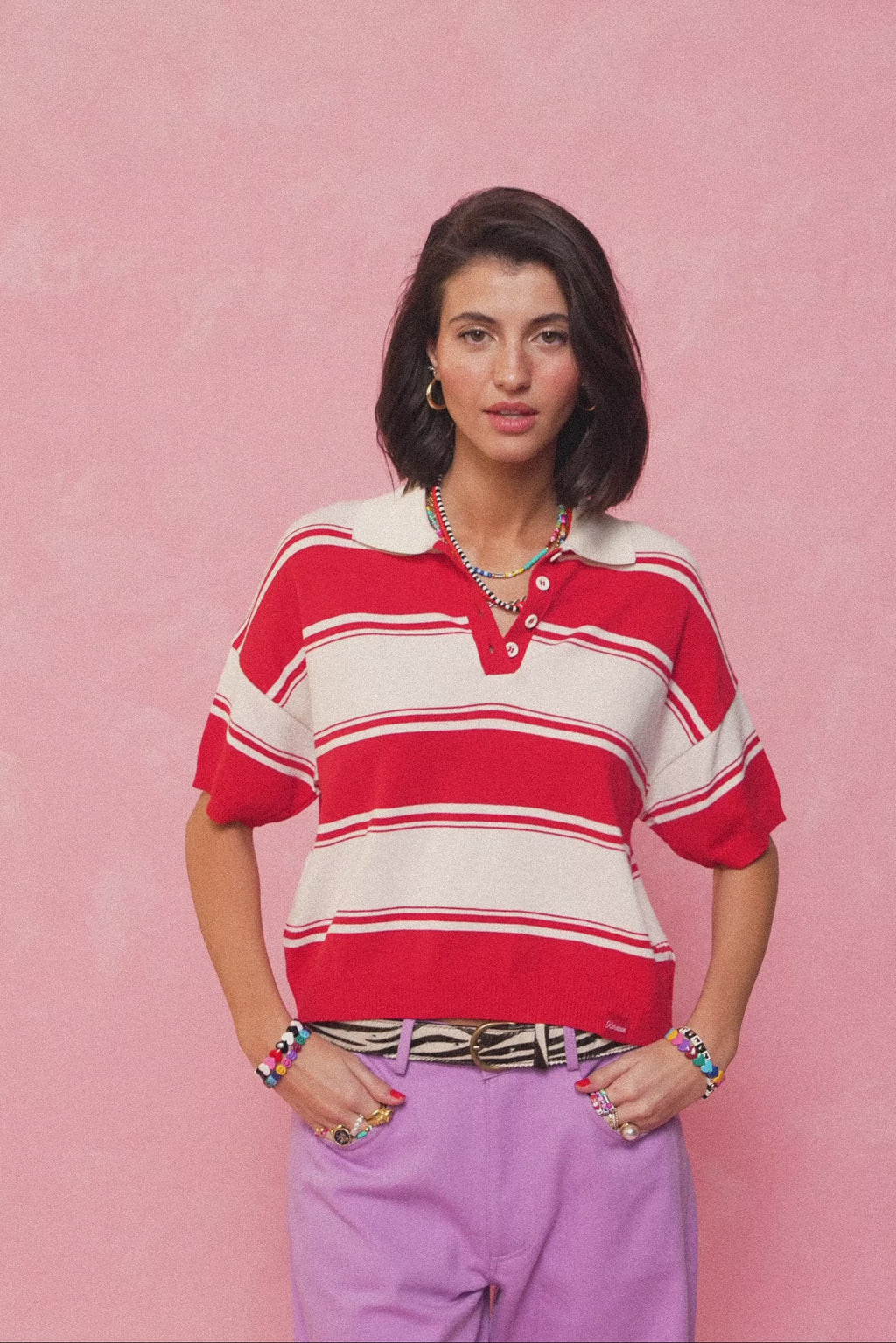 karavan clothing fashion spring summer 26 nai collection lorette knitted cropped top white red