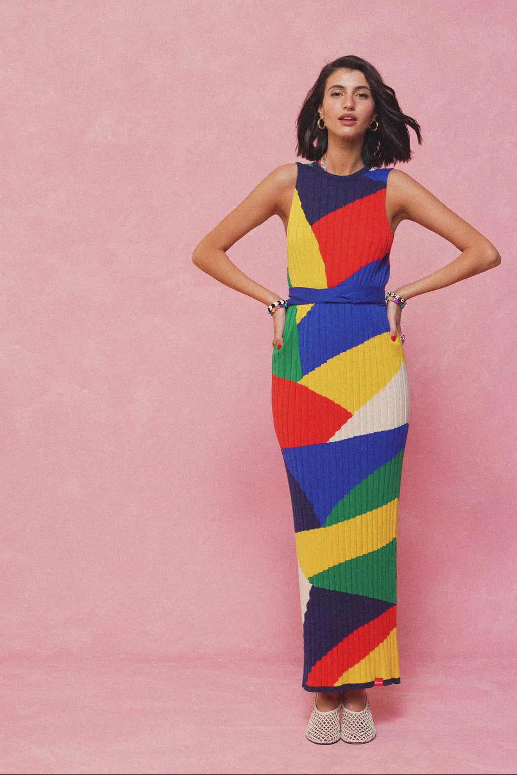 karavan clothing fashion spring summer 26 nai collection denise knitted dress multicolor polygon