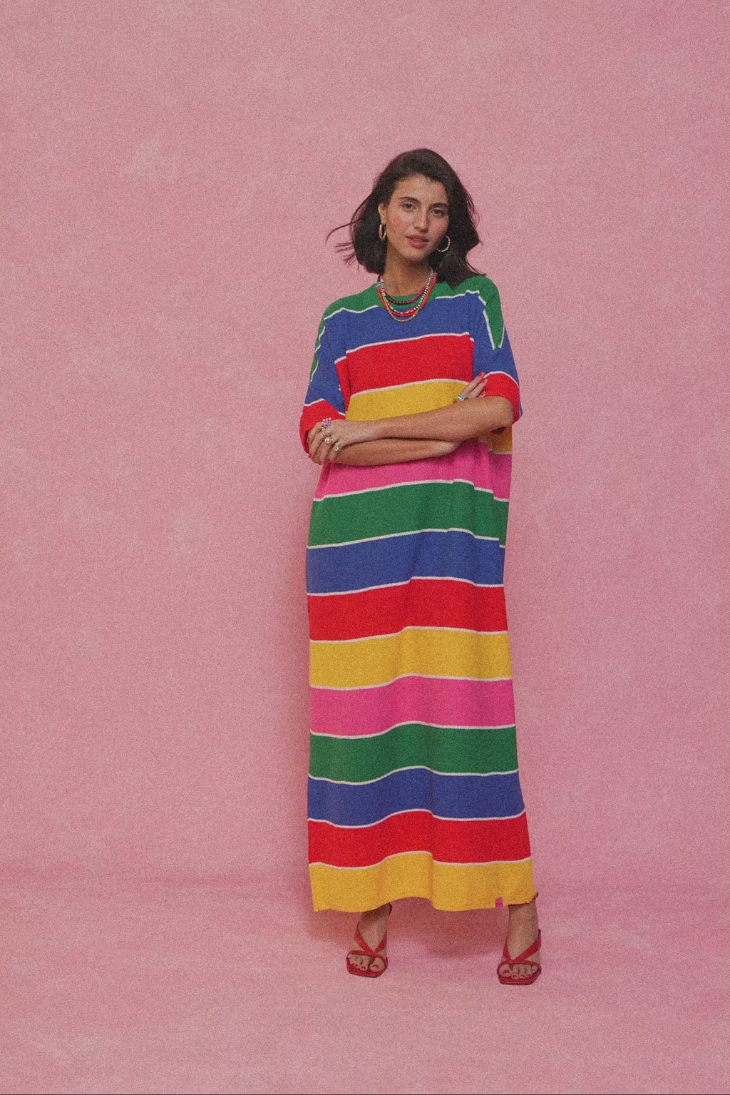 karavan clothing fashion spring summer 26 nai collection rooney knitted dress multicolor stripes