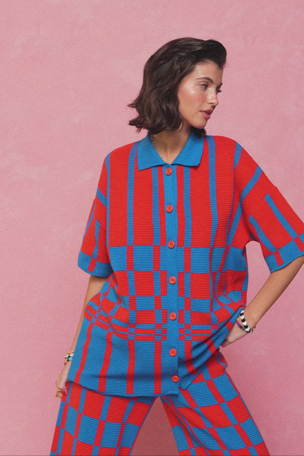 karavan clothing fashion spring summer 26 nai collection maui knitted shirt red blue