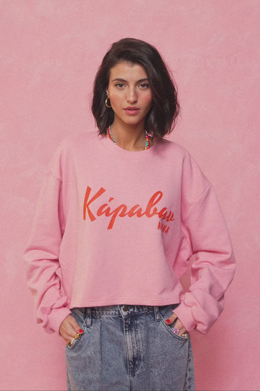 karavan clothing fashion spring summer 26 nai collection mandy cropped sweatshirt candy pink