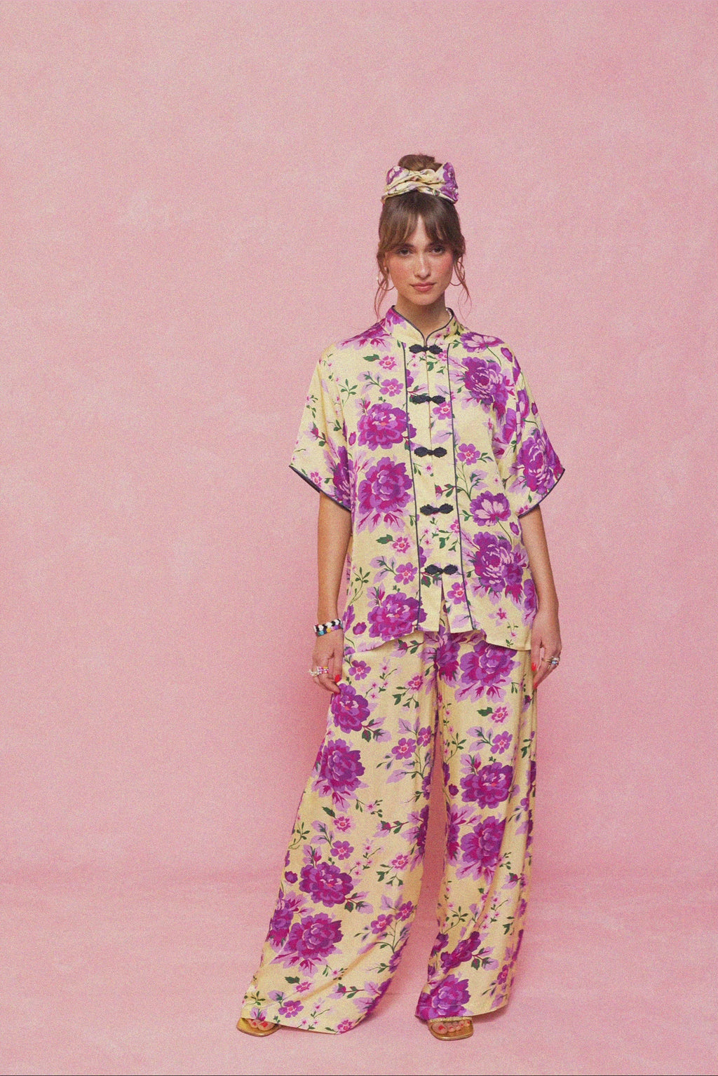 karavan clothing fashion spring summer 26 nai collection stevie trousers purple floral lemon