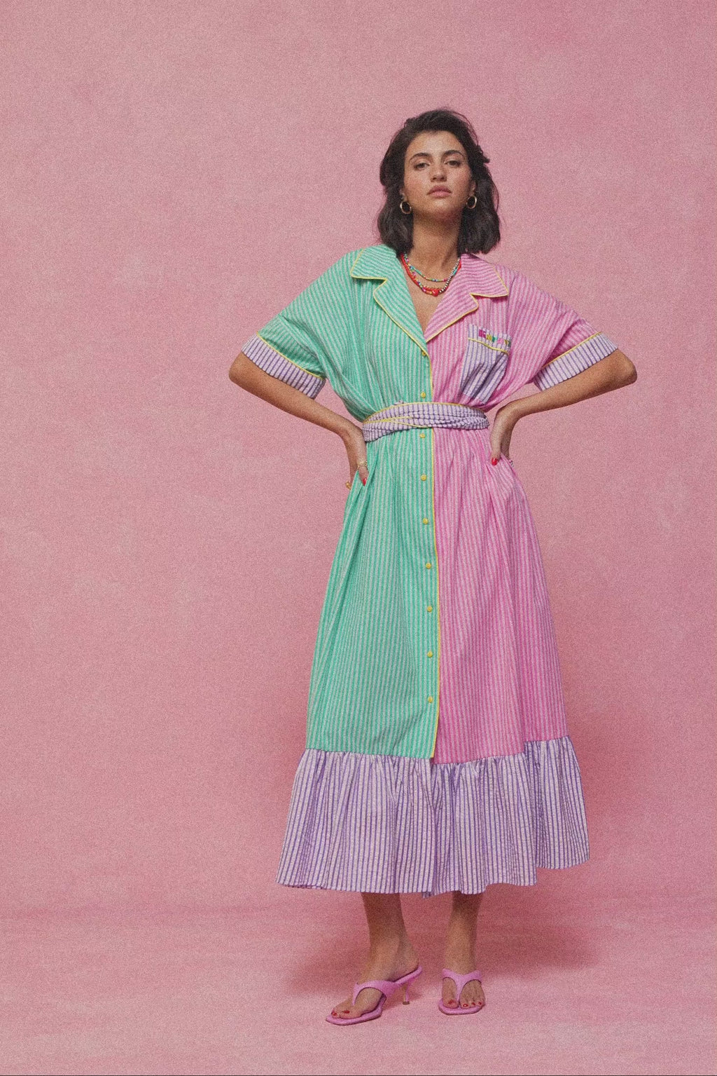 karavan clothing fashion spring summer 26 nai collection marina dress turquoise pink stripes