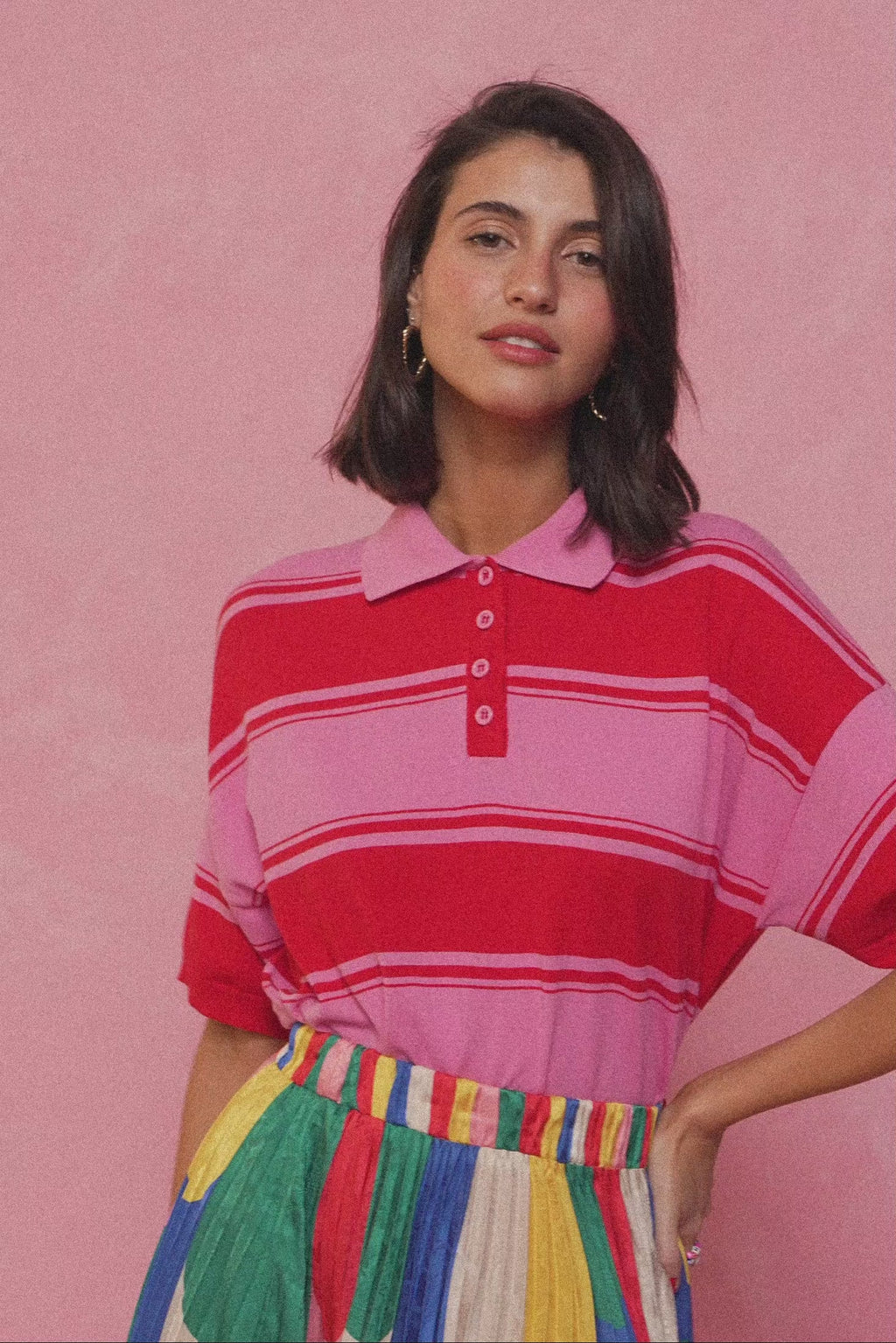 karavan clothing fashion spring summer 26 nai collection lorette knitted cropped top red pink