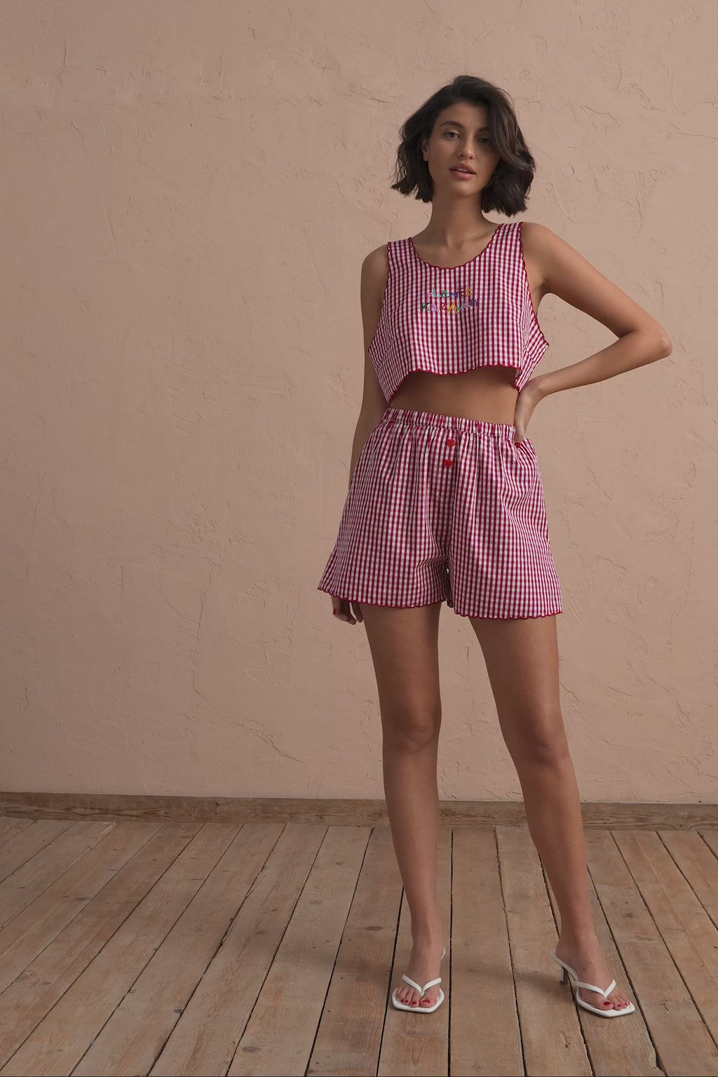 karavan clothing fashion spring summer 25 planet karavan pyjamas shorts red checked