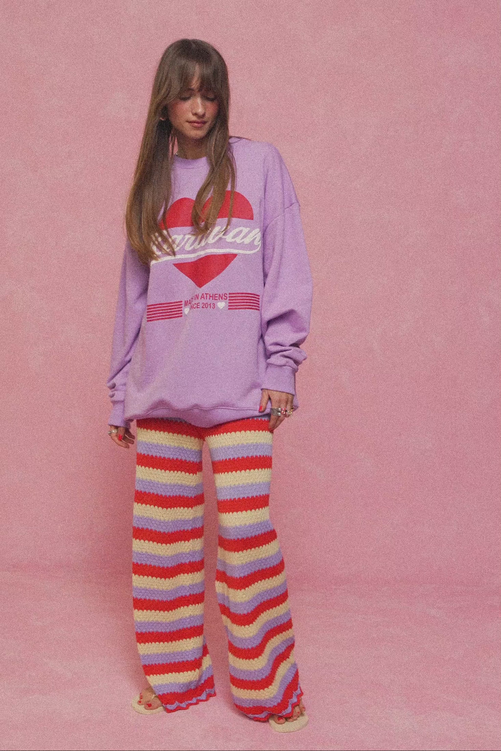 karavan clothing fashion spring summer 26 nai collection erica knitted trousers multicolor stripes