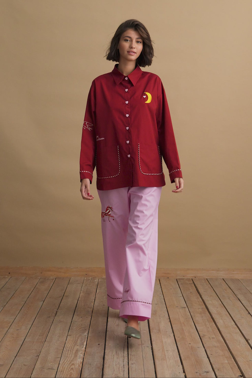 karavan clothing planet homeware collection fall winter 24 25 pyjamas set pink burgundy