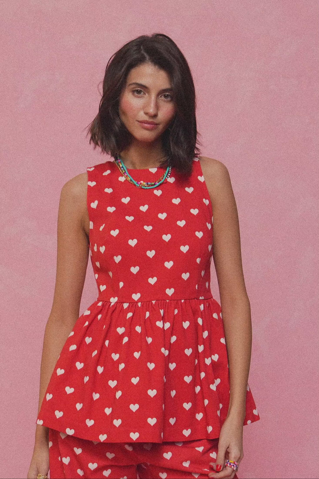 karavan clothing fashion spring summer 26 nai collection frida top polka hearts red