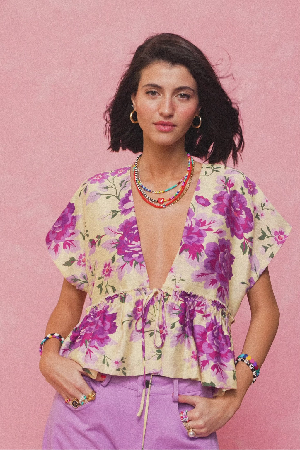 karavan clothing fashion spring summer 26 nai collection ernie top floral purple lemon