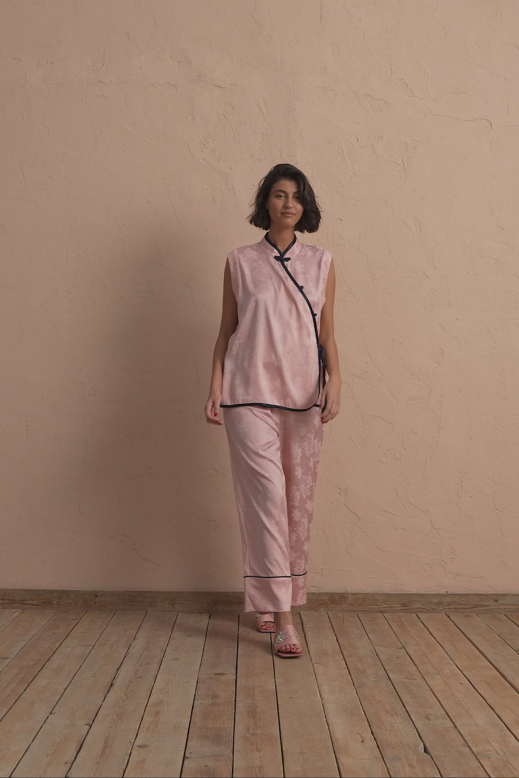 karavan clothing fashion spring summer 25 planet karavan mandarin pyjamas pants pink