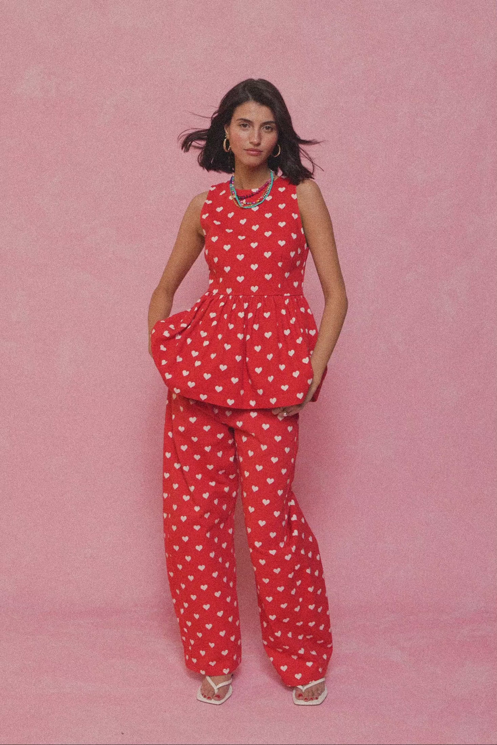 karavan clothing fashion spring summer 26 nai collection sophina trousers polka hearts red