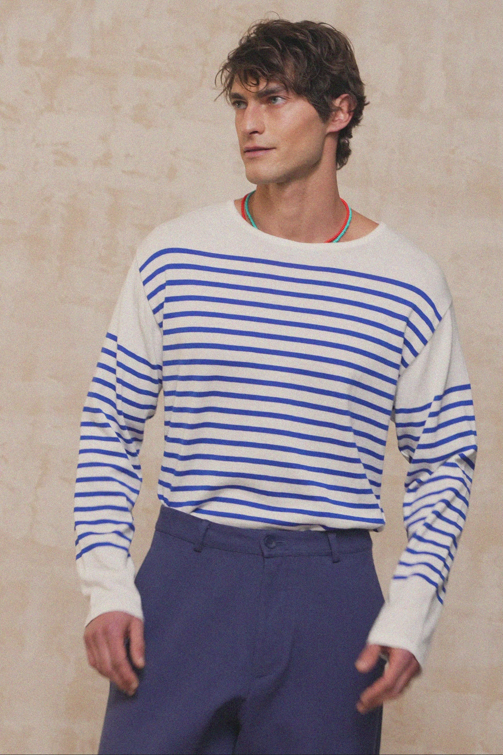 karavan clothing fashion spring summer 26 men nai collection armando knitted sweater blue stripes