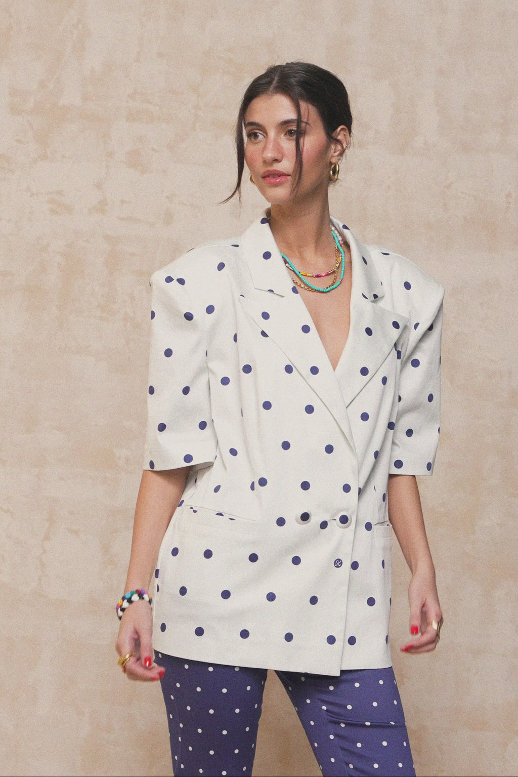 karavan clothing fashion krvn spring summer 26 nai collection kristen blazer polka blue