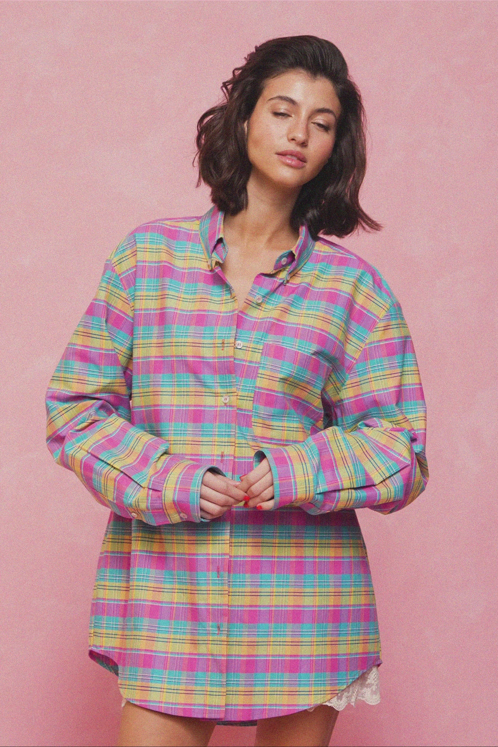 karavan clothing fashion planet homeware spring summer 26 nai collection boyfriend shirt checked pink yellow light blue