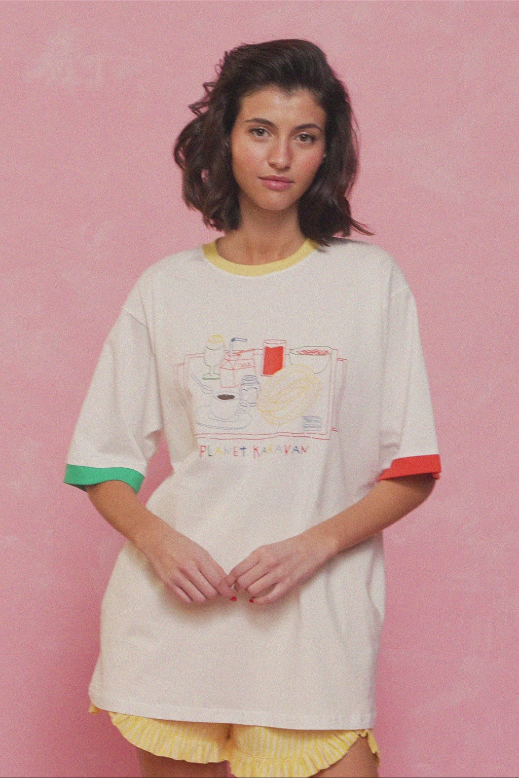 karavan clothing fashion planet homeware spring summer 26 nai collection postcard tee white