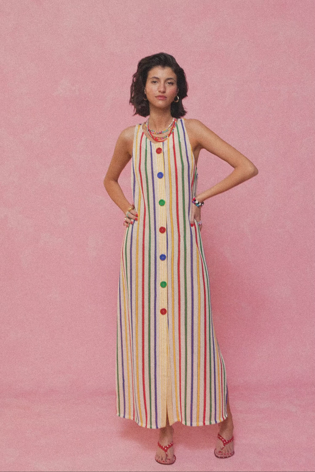 karavan clothing fashion spring summer 26 nai collection ermione dress off white multicolor stripes