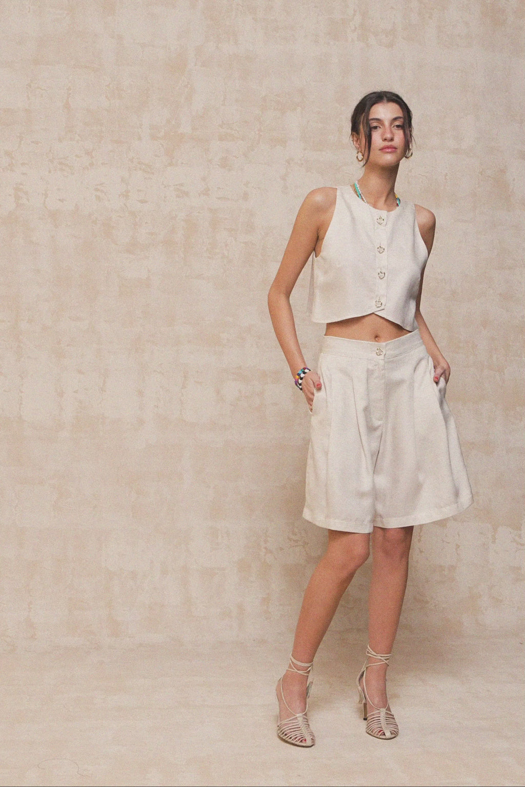 karavan clothing fashion krvn spring summer 26 nai collection naia shorts beige