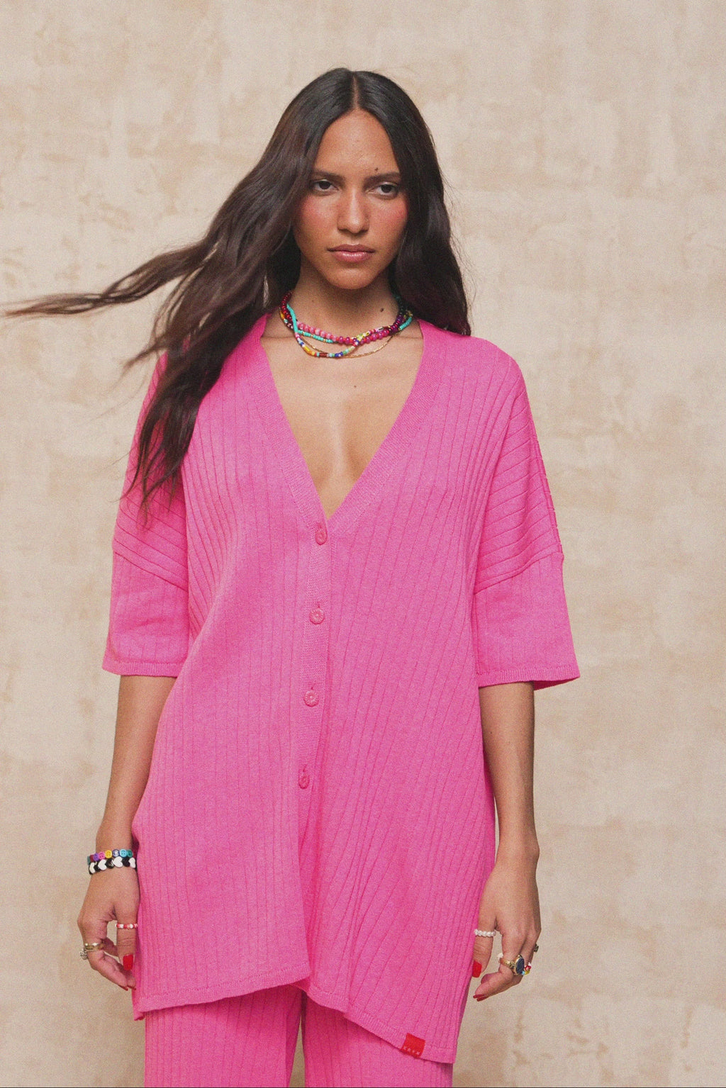 karavan clothing fashion spring summer 26 krvn nai collection francisca knitted shirt pink