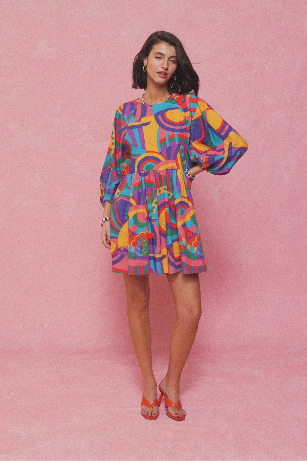 karavan clothing fashion spring summer 26 nai collection darla mini dress multicolor abstract