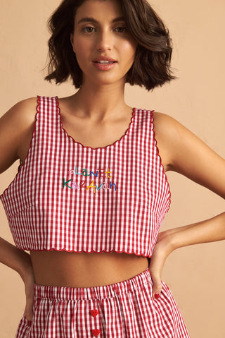 karavan clothing fashion spring summer 25 planet karavan crop top checked red