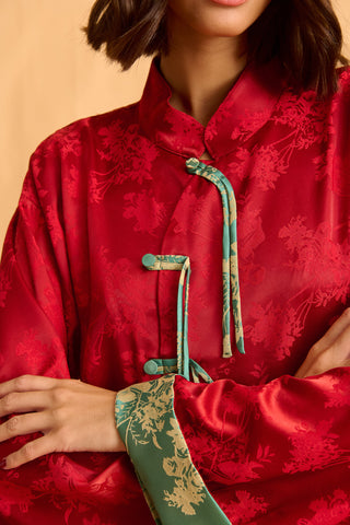 karavan clothing fashion fall winter 25 homecoming homeware collection mandarin shirt red