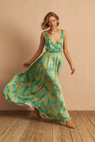 karavan clothing fashion spring summer 25 sabine dress leaf gold