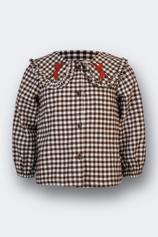 karavan clothing fashion fall winter 25 homecoming rookies collection serena shirt checked brown