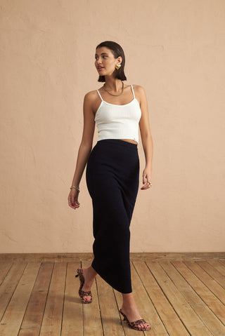 karavan clothing fashion spring summer 25 krvn mira knitted skirt blue