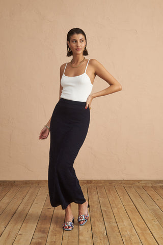 karavan clothing fashion spring summer 25 krvn mira knitted skirt blue