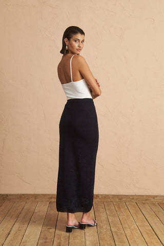 karavan clothing fashion spring summer 25 krvn mira knitted skirt blue