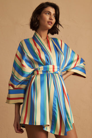 karavan clothing fashion spring summer 25 planet karavan mini satin robe striped