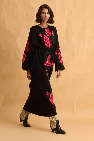 karavan clothing fashion fall winter 25 homecoming collection sybil knitted dress black roses