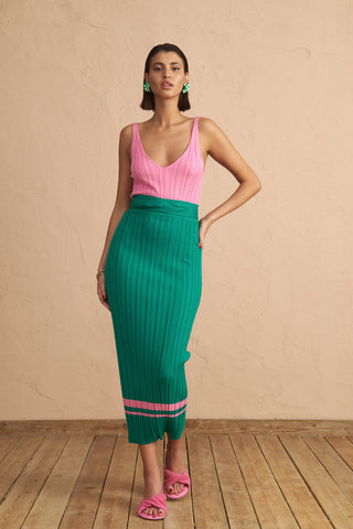 karavan clothing fashion spring summer 25 krvn talia knitted dress pink green