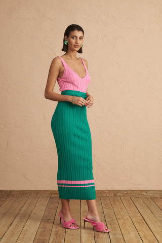 karavan clothing fashion spring summer 25 krvn talia knitted dress pink green