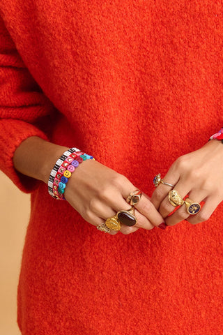 Gold Heart Bracelet (Pink)