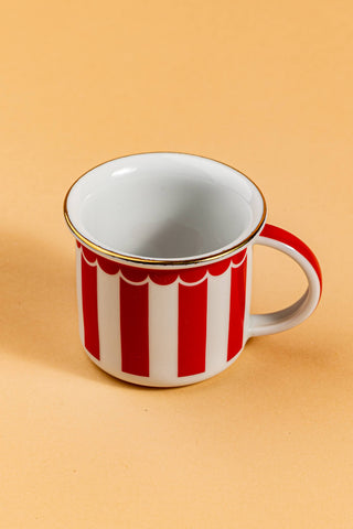 Mini Porcelain Mug (Stripes Red)