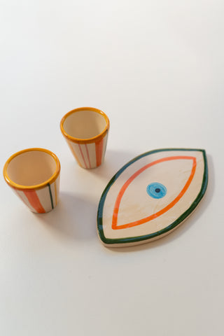 Serving Tray / Decorative Eye (Orange/Green)